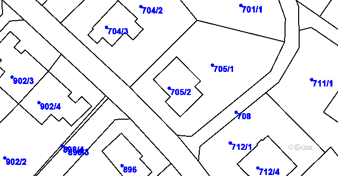 Parcela st. 705/2 v KÚ Bukov, Katastrální mapa