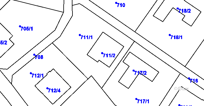 Parcela st. 711/2 v KÚ Bukov, Katastrální mapa