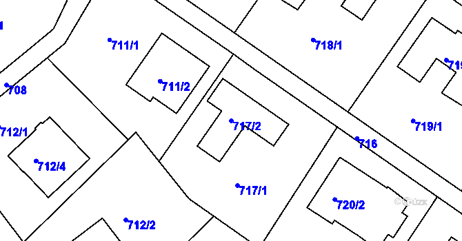 Parcela st. 717/2 v KÚ Bukov, Katastrální mapa