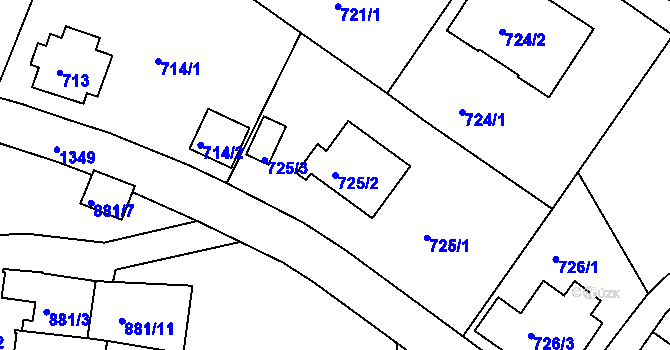 Parcela st. 725/2 v KÚ Bukov, Katastrální mapa