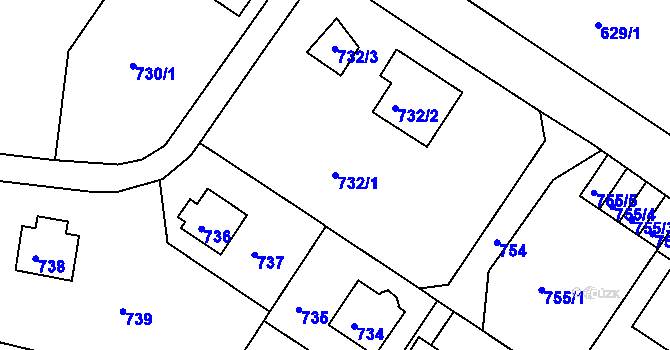 Parcela st. 732/1 v KÚ Bukov, Katastrální mapa