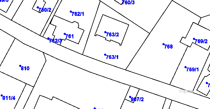 Parcela st. 763/1 v KÚ Bukov, Katastrální mapa