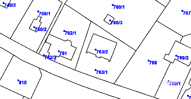 Parcela st. 763/2 v KÚ Bukov, Katastrální mapa