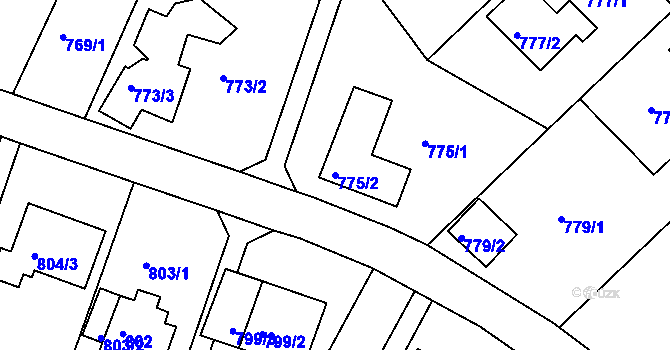 Parcela st. 775/2 v KÚ Bukov, Katastrální mapa