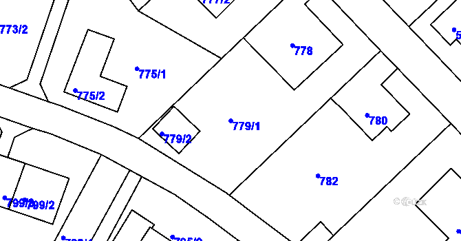 Parcela st. 779/1 v KÚ Bukov, Katastrální mapa