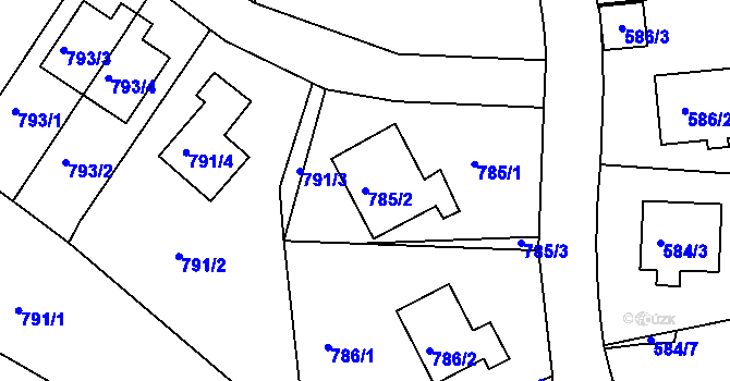 Parcela st. 785/2 v KÚ Bukov, Katastrální mapa