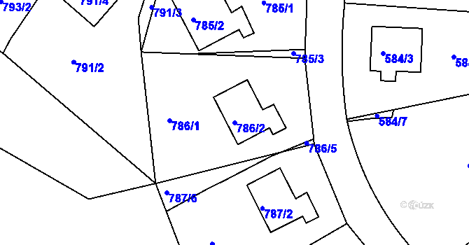 Parcela st. 786/2 v KÚ Bukov, Katastrální mapa