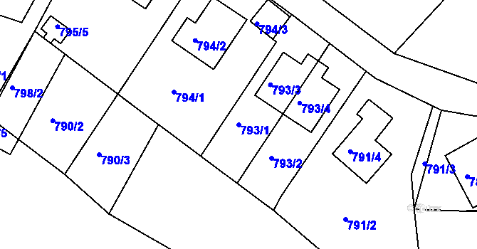 Parcela st. 793/1 v KÚ Bukov, Katastrální mapa