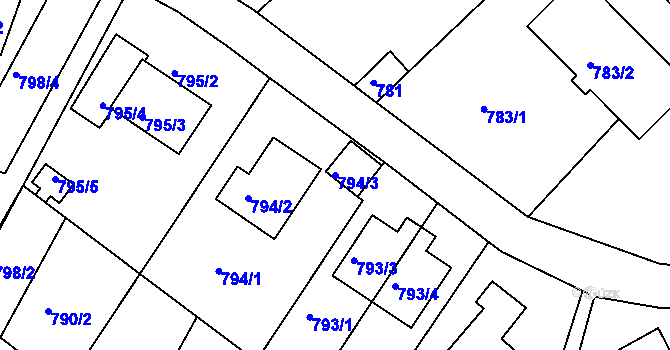 Parcela st. 794/3 v KÚ Bukov, Katastrální mapa