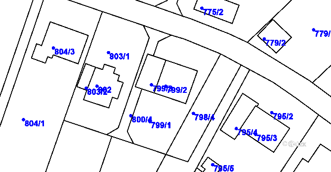 Parcela st. 799/2 v KÚ Bukov, Katastrální mapa
