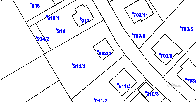 Parcela st. 912/3 v KÚ Bukov, Katastrální mapa