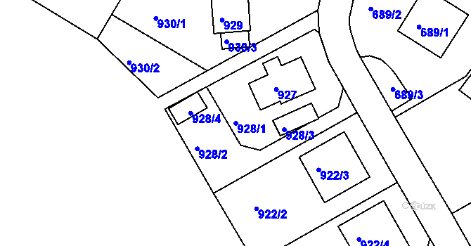 Parcela st. 928/1 v KÚ Bukov, Katastrální mapa