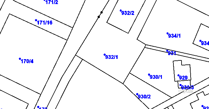 Parcela st. 932/1 v KÚ Bukov, Katastrální mapa