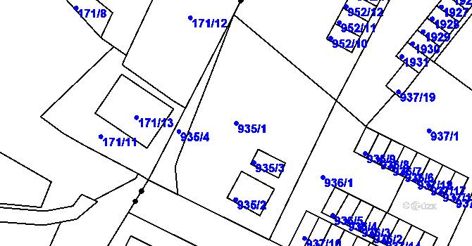Parcela st. 935/1 v KÚ Bukov, Katastrální mapa