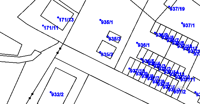 Parcela st. 935/2 v KÚ Bukov, Katastrální mapa