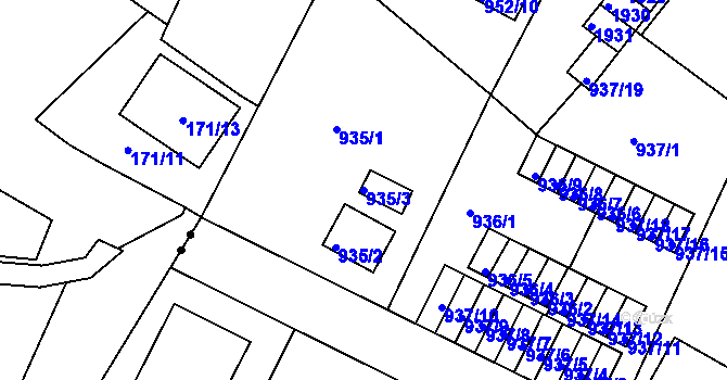 Parcela st. 935/3 v KÚ Bukov, Katastrální mapa