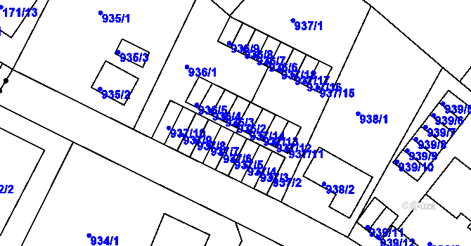 Parcela st. 936/2 v KÚ Bukov, Katastrální mapa