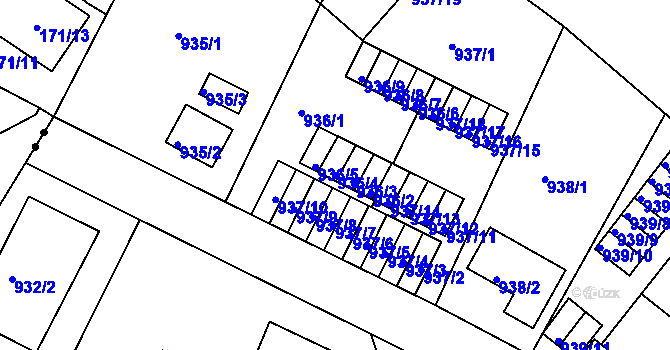 Parcela st. 936/4 v KÚ Bukov, Katastrální mapa