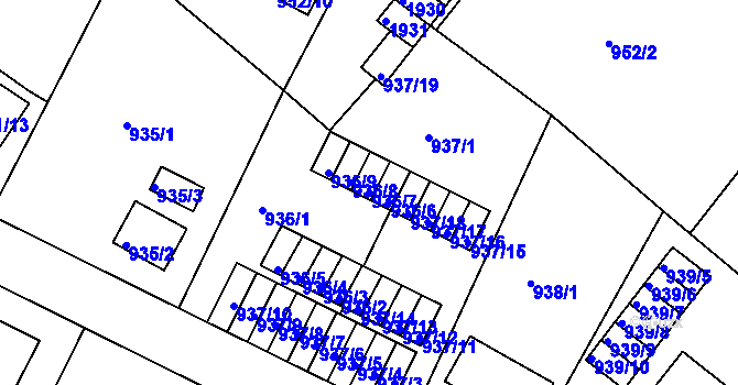 Parcela st. 936/7 v KÚ Bukov, Katastrální mapa