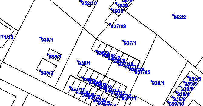 Parcela st. 936/8 v KÚ Bukov, Katastrální mapa