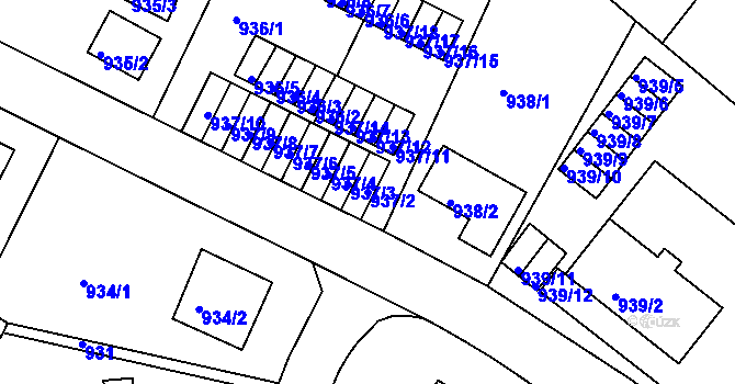 Parcela st. 937/2 v KÚ Bukov, Katastrální mapa
