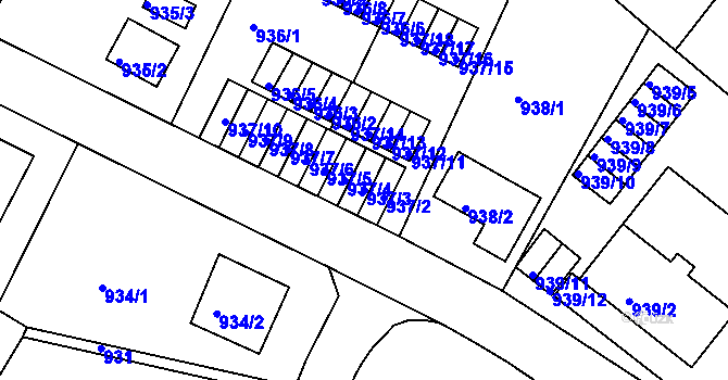 Parcela st. 937/3 v KÚ Bukov, Katastrální mapa