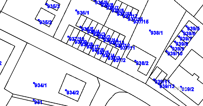 Parcela st. 937/4 v KÚ Bukov, Katastrální mapa