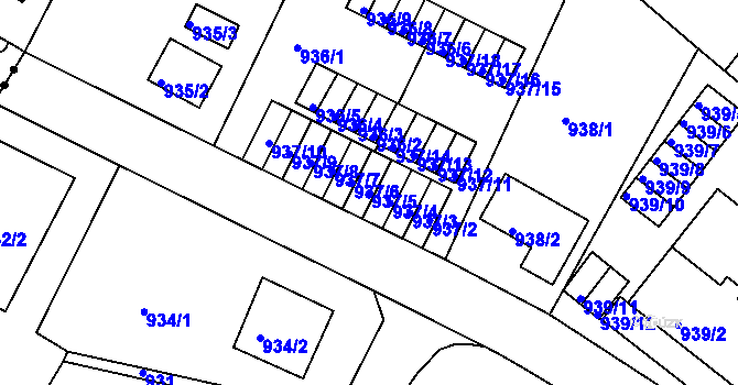 Parcela st. 937/5 v KÚ Bukov, Katastrální mapa