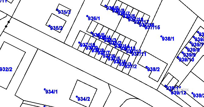 Parcela st. 937/6 v KÚ Bukov, Katastrální mapa
