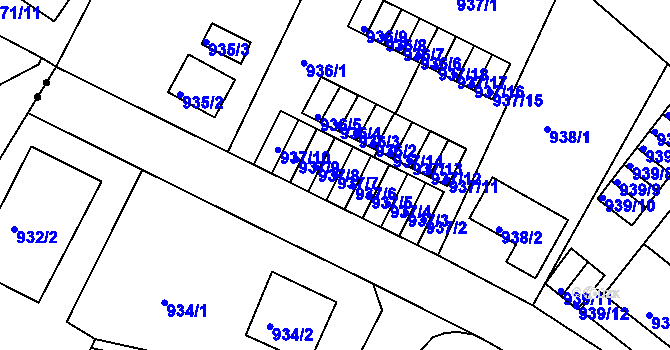 Parcela st. 937/7 v KÚ Bukov, Katastrální mapa