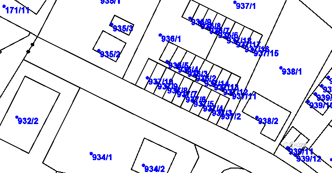 Parcela st. 937/8 v KÚ Bukov, Katastrální mapa