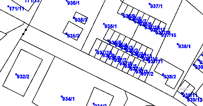 Parcela st. 937/9 v KÚ Bukov, Katastrální mapa
