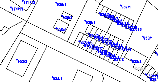 Parcela st. 937/10 v KÚ Bukov, Katastrální mapa