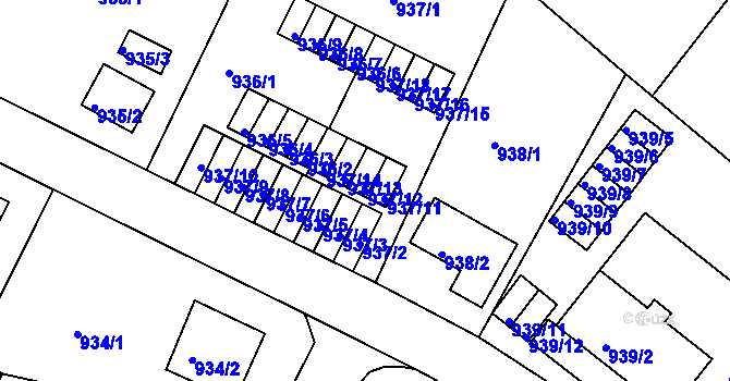 Parcela st. 937/12 v KÚ Bukov, Katastrální mapa