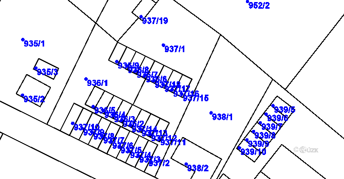 Parcela st. 937/16 v KÚ Bukov, Katastrální mapa