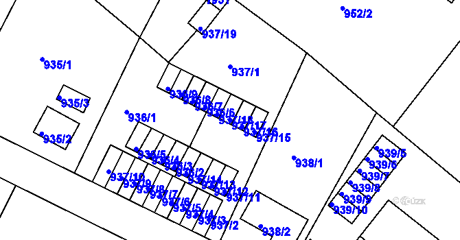 Parcela st. 937/17 v KÚ Bukov, Katastrální mapa