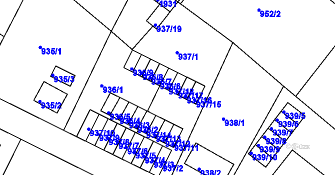 Parcela st. 937/18 v KÚ Bukov, Katastrální mapa