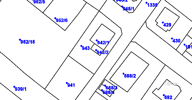 Parcela st. 942/2 v KÚ Bukov, Katastrální mapa