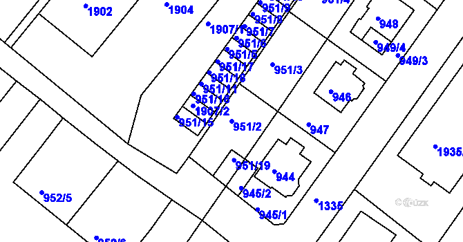 Parcela st. 951/2 v KÚ Bukov, Katastrální mapa