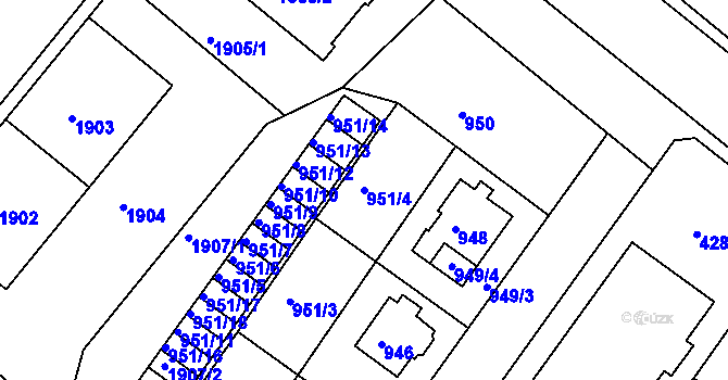 Parcela st. 951/4 v KÚ Bukov, Katastrální mapa