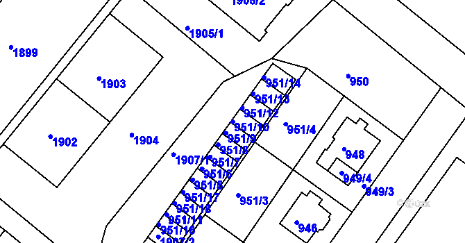 Parcela st. 951/10 v KÚ Bukov, Katastrální mapa