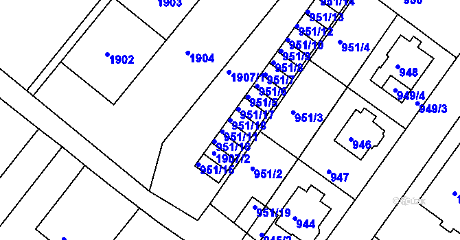 Parcela st. 951/18 v KÚ Bukov, Katastrální mapa