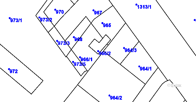 Parcela st. 966/2 v KÚ Bukov, Katastrální mapa