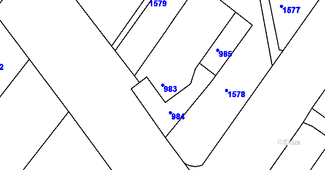 Parcela st. 983 v KÚ Bukov, Katastrální mapa