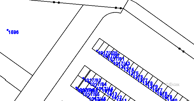 Parcela st. 1017/105 v KÚ Bukov, Katastrální mapa