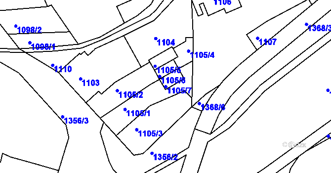 Parcela st. 1105/7 v KÚ Bukov, Katastrální mapa