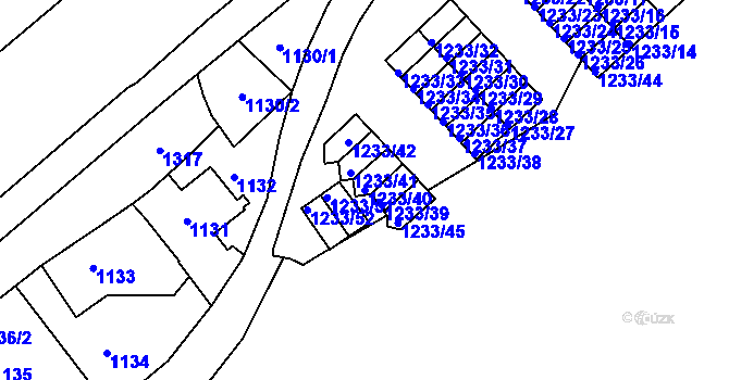 Parcela st. 1233/40 v KÚ Bukov, Katastrální mapa