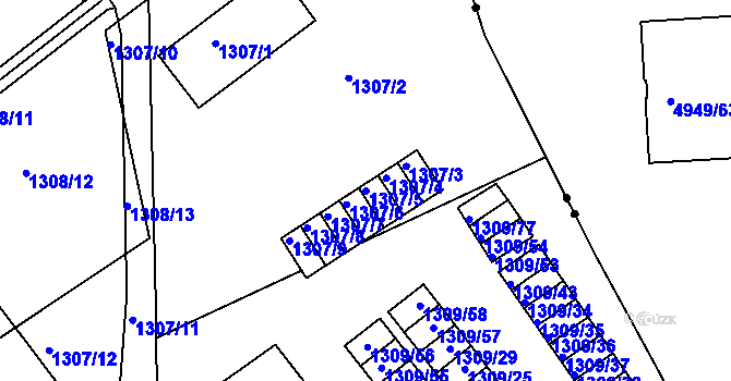 Parcela st. 1307/5 v KÚ Bukov, Katastrální mapa
