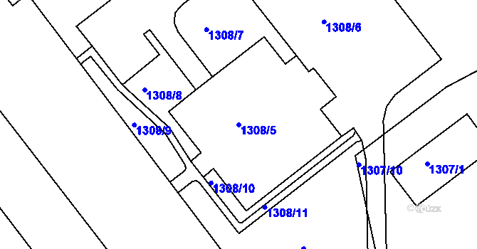 Parcela st. 1308/5 v KÚ Bukov, Katastrální mapa