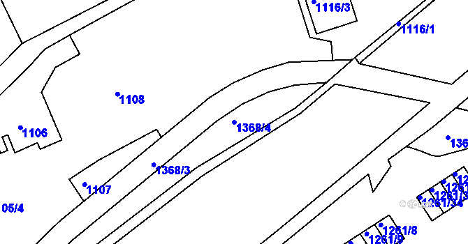 Parcela st. 1368/4 v KÚ Bukov, Katastrální mapa